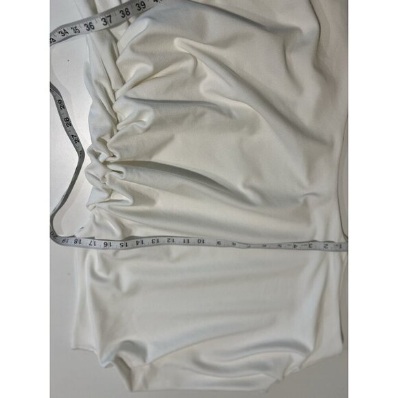 Anthropologie The Maya Ruched Cowl Neck Dress White Wedding Petite Large Formal - Picture 10 of 14